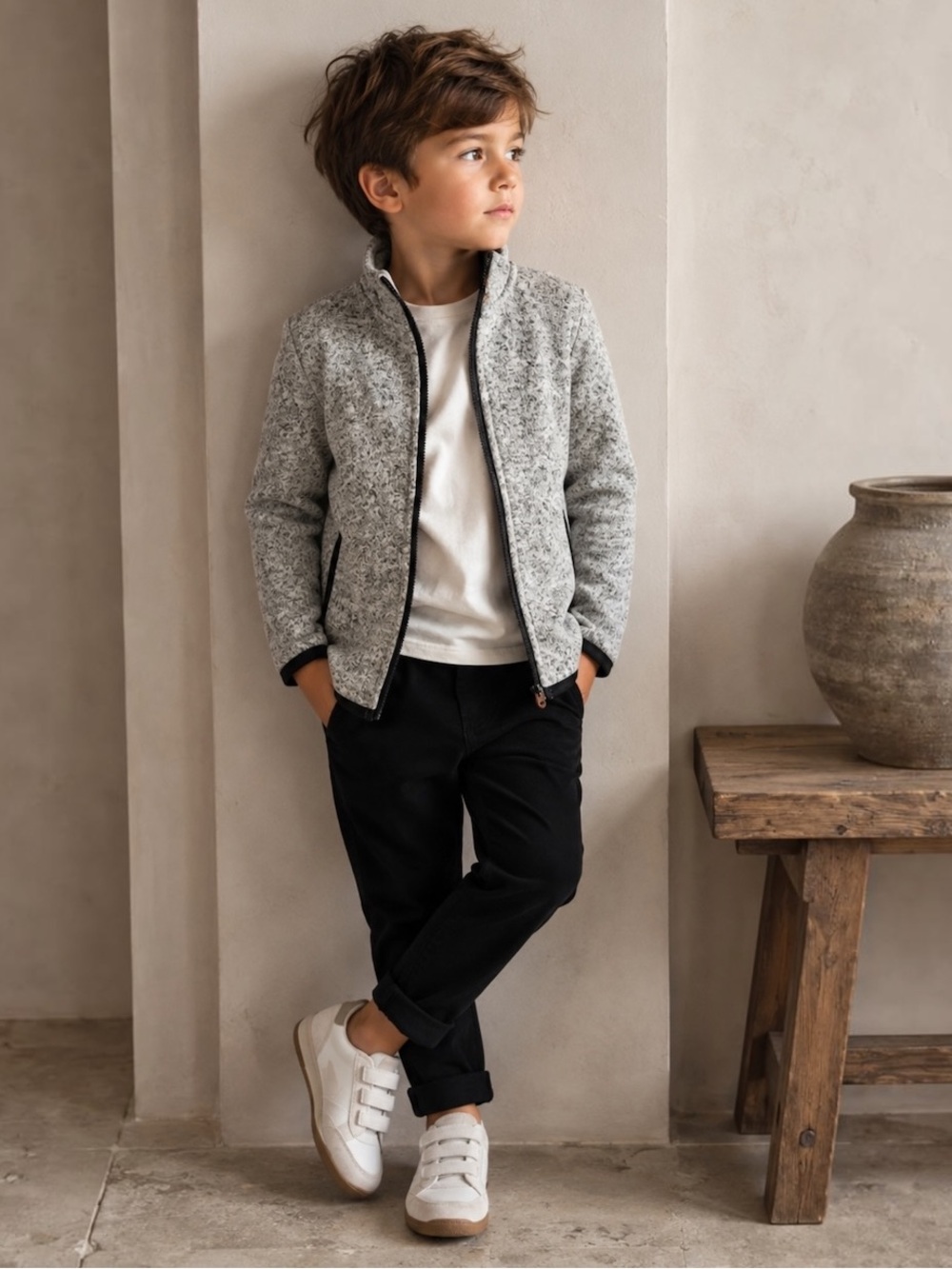 H&M Kids Gray Fleece Zip Up Sweater Size 5-6Y